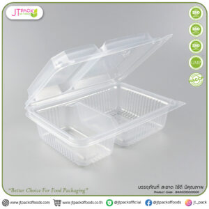กล่องใสใส่อาหาร PPฝาติดกับตัว 650ml (2ช่อง) /JT-B112 (25ชิ้นx24ห่อ)(600ชิ้น/ลัง)