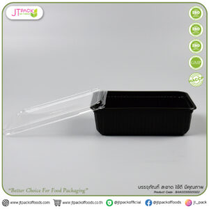 กล่องข้าวสี่เหลี่ยมสีดำ PP TP-811+ฝาOPS (650ml) (1ช่อง) (25ชุดx12ห่อ) (300ชุด/ลัง)