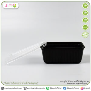 กล่องข้าวสี่เหลี่ยมสีดำ PP TP-851+ฝาOPS (1000ml) (1ช่อง) (25ชุดx12ห่อ) (300ชุด/ลัง)