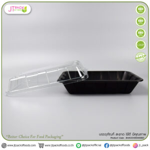 กล่องสี่เหลี่ยมสีดำPP S&C-L-04+ฝาPET(1หลุม) (1400ML) (25ชุดx8ห่อ)(200ชุด/ลัง)