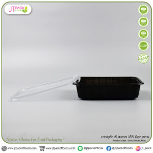 กล่องสี่เหลี่ยมสีดำS&C - L-05(PP)+ฝาPET(1หลุม)(1200ML) (25ชุดx8แพ็ค)(200ชุด/ลัง)